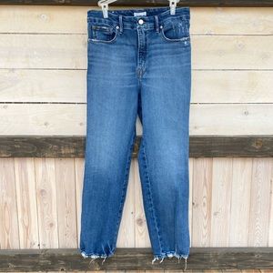 Good American High Waist Cropped Raw Hem Jeans Size 10/30